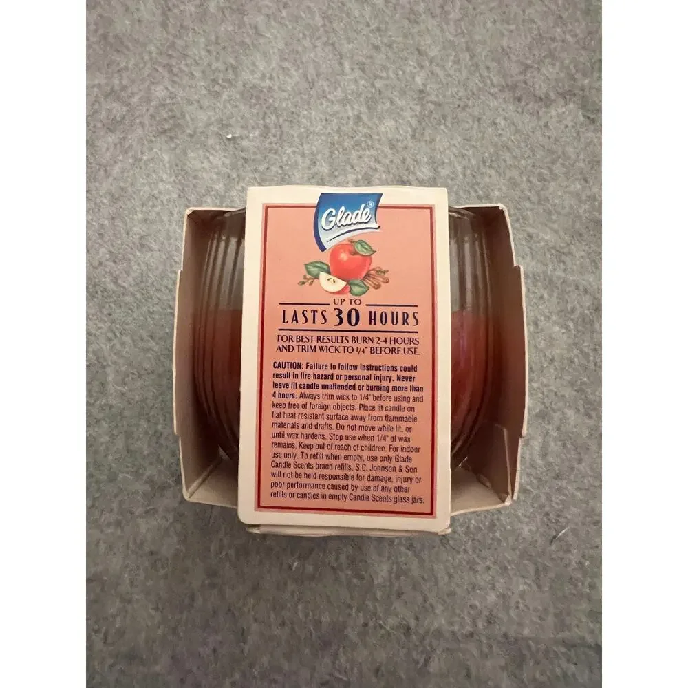 Glade Candle Scents Jar‎ Strawberries & Cream 1996 & Apple Cinnamon 1997 2Pc VTG